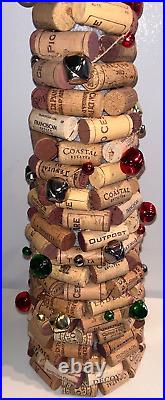 Handmade Of Wine Corks Table Top Christmas Tree With Fairy Lights