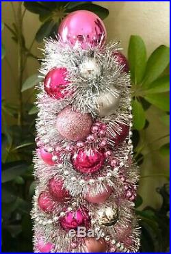 Handmade Shabby Chic Pink Fantasy Christmas Tree Centerpiece Holiday Decor