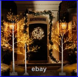 Home White Birch Christmas Trees, 3PCS Artificial Christmas Tree with 6ft/5ft/4f