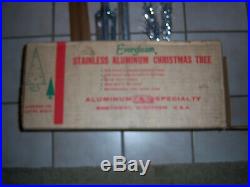 Htf Vtg 4 Ft Retro Silver Evergleam Stainless Fountian Aluminum Xmas Tree