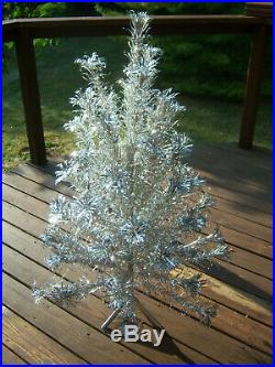 Htf Vtg 4 Ft Retro Silver Evergleam Stainless Fountian Aluminum Xmas Tree