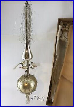INCREDIBLE 21 ANTIQUE Christmas TREE TOPPER Birds Wire GLASS Gold and Silver
