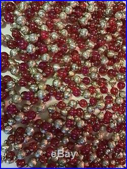 JEWEL CHRISTMAS Tree Glass Bead GARLAND 5 Strands 110 EACH Pink And Silver