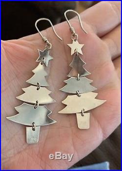 James Avery Sterling Silver Dangle Pierced Christmas Tree Earrings