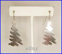 James Avery Sterling Silver Star Topped Christmas Tree Earrings Hook Drop Dangle