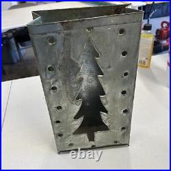 Kalalou Christmas Tree Cut Out Tin Bag Luminary Lantern Rustic Country