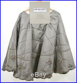 Kim Seybert Christmas Tree Skirt Jeweled Gem Beaded Crystal Silver 62 NEW Heavy