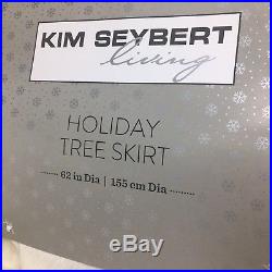 Kim Seybert Ivory Silver 62 Christmas Tree Skirt Beaded Jewel Luxury Designer