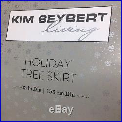 Kim Seybert SILVER 62 Christmas Tree Skirt Beaded Jewel Luxury Designer NEW