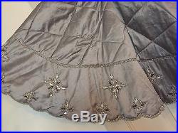 Kim Seybert Silver Christmas Tree Skirt Silver Beads Gorgeous New with tags