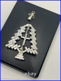 Kirks Folly rhinestone Christmas tree brooch pin Holiday silver red green