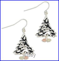 Landstroms Black Hills Gold And Silver Christmas Tree Earrings