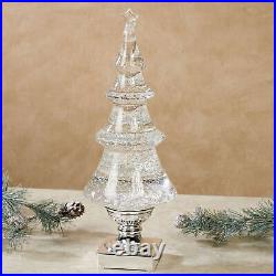 Lighted Swirling Glitter Christmas Tree Tabletop Accent Silver