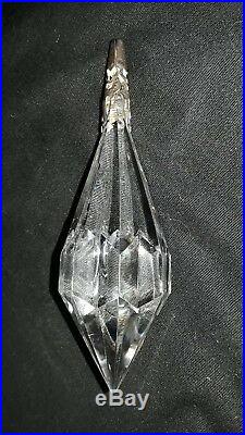 Lot 8 Christmas Tree Ornaments Cut Crystal, Drop Prism Glass, Silver Hanging Cap