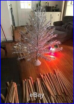 Lot Set VINTAGE Aluminum Silver Christmas X Mas Tree & Color Wheel