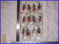 Lot of 12 Antique/Vintage Mercury Glass silver bears Christmas Tree Ornaments