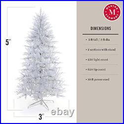 MARTHA STEWART Tinsel Pre-Lit Artificial Christmas Tree 5 ft Silver/Clear Lights