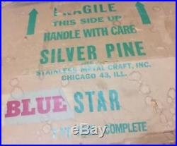 MCM Blue Green Silver Pine 7' VTG 60's Aluminum Christmas Tree withorig box/stand