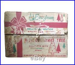 MCM Vintage Evergleam Aluminum Christmas Tree 4ft. SIlver Sparkles 58 Branches