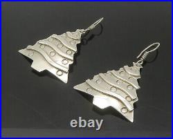 MEXICO 925 Silver Vintage Shiny Christmas Tree Dangle Earrings EG10909