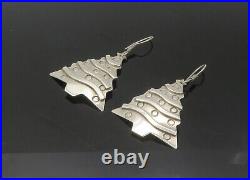 MEXICO 925 Silver Vintage Shiny Christmas Tree Dangle Earrings EG10909