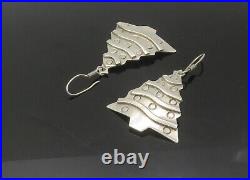 MEXICO 925 Silver Vintage Shiny Christmas Tree Dangle Earrings EG10909