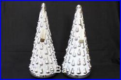 Max Studio Home Mercury Glass Silver & White Holiday Christmas Trees 17 S/2