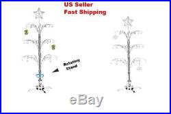 Metal Ornament Tree Rotating Display Stand Silver Christmas Decor 60 Hook 47 in