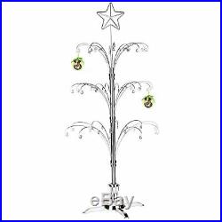 Metal Ornament Tree Rotating Display Stand Silver Christmas Decor 60 Hook 47 in