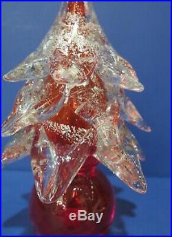 Murano Christmas Tree Red w Silver Accents (for Snow) 10