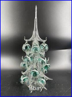 Murano Glass Christmas Tree Soffieria Parise Vetro Italy Ornaments Green Silver