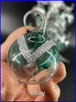 Murano Glass Christmas Tree Soffieria Parise Vetro Italy Ornaments Green Silver
