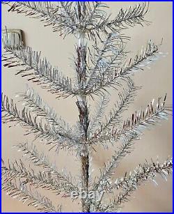 NEVER USED RARE Vintage Aluminum Christmas tree 57/ 145cm Silver Feather tree