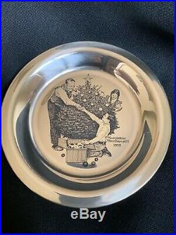 NORMAN ROCKWELL Sterling Silver Christmas Plate 1973 Trimming the Tree Franklin