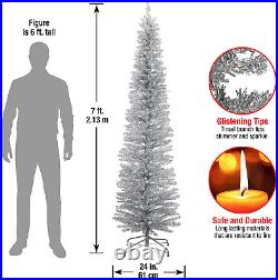 National Tree Company Artificial Christmas Tree, Silver Tinsel, Includes Stand