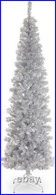 National Tree Company Artificial Christmas Tree, Silver Tinsel, Includes Stand