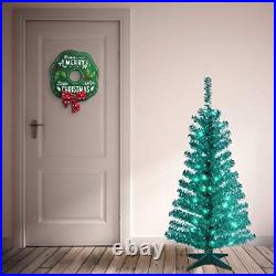 National Tree Company Pre-Lit Artificial Christmas Tree Silver Tinsel White L