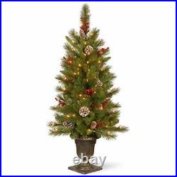 National Tree Feel Real Frosted Mountain Spruce Entrance Tree with Cones in