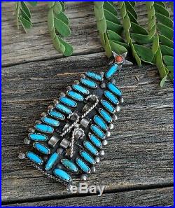 Navajo Sterling Silver Petit Point Turquoise Christmas Tree Johnny Mike Begay