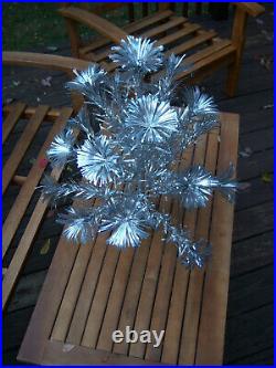 Neat Collector's Vtg 2 Ft. Retro Aluminum Pom Silver Stainless Xmas Tree