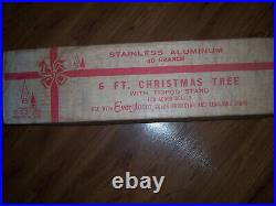 Neat Retro Collectors Vtg 6 Ft. Aluminum Stainless Evergleam Fountian Xmas Tree