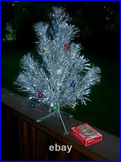 Neat! Vtg 2 Ft Retro Silver Consolidated Novelty Stainless Aluminum Xmas Tree