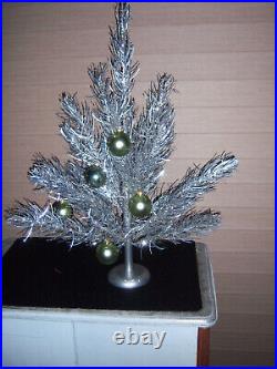 Nice Collector Vtg 2.5 Ft Retro Silver Holi-gay Stainless Aluminum Xmas Tree#102