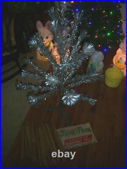 Nice Vtg 3 Ft Retro Silver Sparkler Pom Pom Stainless Aluminum Xmas Tree #89