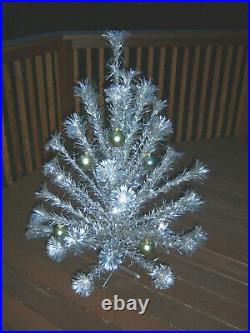 Nice! Vtg 3 Ft Retro Silverpeco Pom Pine Stainless Aluminum Xmas Tree #28