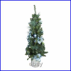 Northlight 48 Decorated Peacock Blue Silver Potted Artificial Christmas Tree