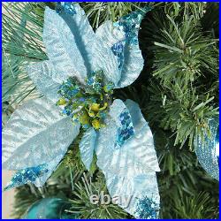 Northlight 48 Decorated Peacock Blue Silver Potted Artificial Christmas Tree