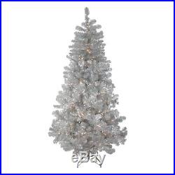 Northlight 6.5' Pre-lit Silver Metallic Artificial Tinsel Christmas Tree