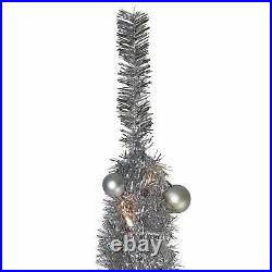 Northlight 6' Pre-Lit Silver Pop-Up Artificial Christmas Tree Clear Lights