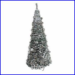 Northlight 6' Silver Tinsel Pop-Up Artificial Christmas Tree Clear Lights